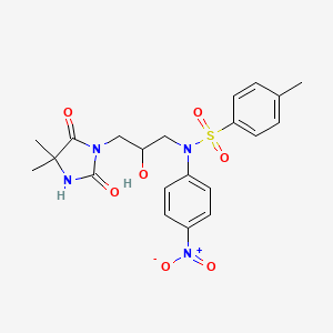 molecular formula C21H24N4O7S B12474672 N-[3-(4,4-dimethyl-2,5-dioxoimidazolidin-1-yl)-2-hydroxypropyl]-4-methyl-N-(4-nitrophenyl)benzenesulfonamide 