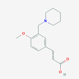 molecular formula C16H21NO3 B12474688 3-[4-Methoxy-3-(piperidin-1-ylmethyl)phenyl]prop-2-enoic acid 