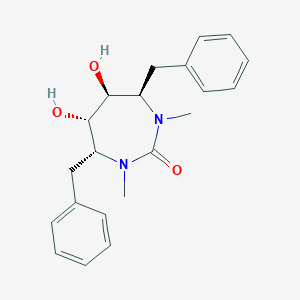 molecular formula C21H26N2O3 B124748 2H-1,3-Diazepin-2-one, hexahydro-5,6-dihydroxy-1,3-dimethyl-4,7-bis(phenylmethyl)-, (4R,5S,6S,7R)- CAS No. 153181-38-5
