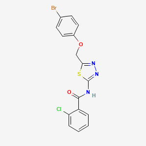 molecular formula C16H11BrClN3O2S B12474814 N-{5-[(4-bromophenoxy)methyl]-1,3,4-thiadiazol-2-yl}-2-chlorobenzamide 