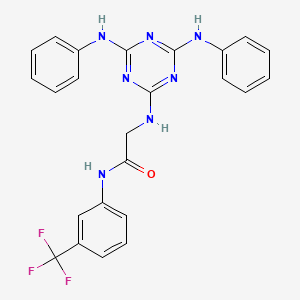 molecular formula C24H20F3N7O B12474841 N~2~-[4,6-bis(phenylamino)-1,3,5-triazin-2-yl]-N-[3-(trifluoromethyl)phenyl]glycinamide 