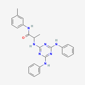 molecular formula C25H25N7O B12474875 N~2~-[4,6-bis(phenylamino)-1,3,5-triazin-2-yl]-N-(3-methylphenyl)alaninamide 