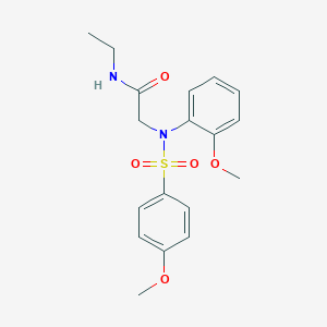 molecular formula C18H22N2O5S B12474884 N-ethyl-N~2~-(2-methoxyphenyl)-N~2~-[(4-methoxyphenyl)sulfonyl]glycinamide 