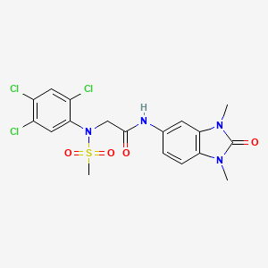 molecular formula C18H17Cl3N4O4S B12474946 N-(1,3-dimethyl-2-oxo-2,3-dihydro-1H-benzimidazol-5-yl)-N~2~-(methylsulfonyl)-N~2~-(2,4,5-trichlorophenyl)glycinamide 