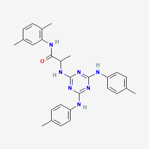 molecular formula C28H31N7O B12475011 N~2~-{4,6-bis[(4-methylphenyl)amino]-1,3,5-triazin-2-yl}-N-(2,5-dimethylphenyl)alaninamide 