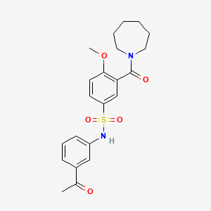 molecular formula C22H26N2O5S B12475096 N-(3-acetylphenyl)-3-(azepan-1-ylcarbonyl)-4-methoxybenzenesulfonamide 