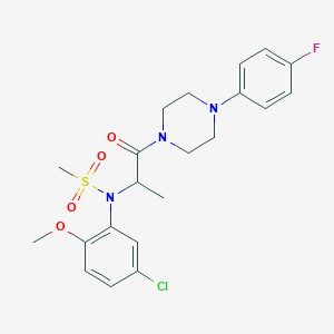 molecular formula C21H25ClFN3O4S B12475108 N-(5-chloro-2-methoxyphenyl)-N-{1-[4-(4-fluorophenyl)piperazin-1-yl]-1-oxopropan-2-yl}methanesulfonamide 