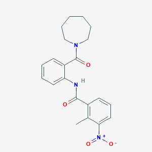 molecular formula C21H23N3O4 B12475150 N-[2-(azepan-1-ylcarbonyl)phenyl]-2-methyl-3-nitrobenzamide 
