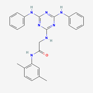 molecular formula C25H25N7O B12475683 N~2~-[4,6-bis(phenylamino)-1,3,5-triazin-2-yl]-N-(2,5-dimethylphenyl)glycinamide 