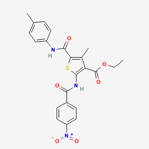 molecular formula C23H21N3O6S B12475973 Ethyl 4-methyl-5-[(4-methylphenyl)carbamoyl]-2-{[(4-nitrophenyl)carbonyl]amino}thiophene-3-carboxylate 