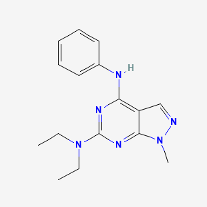 molecular formula C16H20N6 B12476011 N~6~,N~6~-diethyl-1-methyl-N~4~-phenyl-1H-pyrazolo[3,4-d]pyrimidine-4,6-diamine 