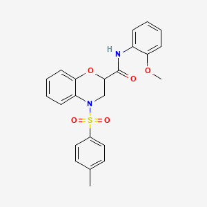 molecular formula C23H22N2O5S B12476018 N-(2-methoxyphenyl)-4-[(4-methylphenyl)sulfonyl]-3,4-dihydro-2H-1,4-benzoxazine-2-carboxamide 
