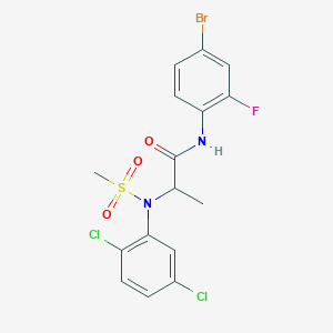 molecular formula C16H14BrCl2FN2O3S B12476093 N-(4-bromo-2-fluorophenyl)-N~2~-(2,5-dichlorophenyl)-N~2~-(methylsulfonyl)alaninamide 