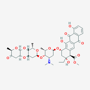 molecular formula C42H51NO15 B1247610 methyl (1R,2R,4S)-4-[(2R,4S,5S,6S)-4-(dimethylamino)-5-[[(1R,3R,5R,8S,10S,12S,14S)-5,14-dimethyl-6-oxo-2,4,9,13-tetraoxatricyclo[8.4.0.03,8]tetradecan-12-yl]oxy]-6-methyloxan-2-yl]oxy-2-ethyl-2,5,7-trihydroxy-6,11-dioxo-3,4-dihydro-1H-tetracene-1-carboxylate 