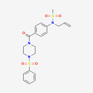 molecular formula C21H25N3O5S2 B12476130 N-(4-{[4-(phenylsulfonyl)piperazin-1-yl]carbonyl}phenyl)-N-(prop-2-en-1-yl)methanesulfonamide 