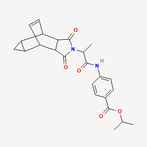 molecular formula C24H26N2O5 B12476256 propan-2-yl 4-{[2-(1,3-dioxooctahydro-4,6-ethenocyclopropa[f]isoindol-2(1H)-yl)propanoyl]amino}benzoate 