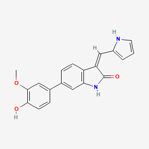 (3Z)-6-(4-Hydroxy-3-methoxyphenyl)-3-(1H-pyrrol-2-ylmethylene)-1,3-dihydro-2H-indol-2-one