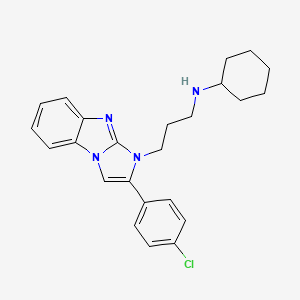 molecular formula C24H27ClN4 B12476368 N-{3-[2-(4-chlorophenyl)-1H-imidazo[1,2-a]benzimidazol-1-yl]propyl}cyclohexanamine 