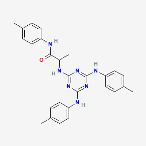 molecular formula C27H29N7O B12476442 N~2~-{4,6-bis[(4-methylphenyl)amino]-1,3,5-triazin-2-yl}-N-(4-methylphenyl)alaninamide 