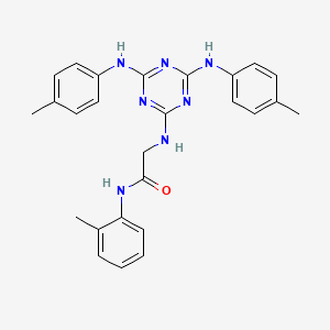 molecular formula C26H27N7O B12476492 N~2~-{4,6-bis[(4-methylphenyl)amino]-1,3,5-triazin-2-yl}-N-(2-methylphenyl)glycinamide 