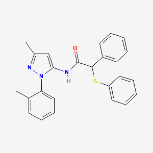 molecular formula C25H23N3OS B12476539 N-[3-methyl-1-(2-methylphenyl)-1H-pyrazol-5-yl]-2-phenyl-2-(phenylsulfanyl)acetamide 