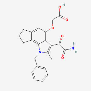 molecular formula C23H22N2O5 B1247684 2-[[3-(2-Amino-1,2-dioxoethyl)-2-methyl-1-benzyl-1,6,7,8-tetrahydrocyclopent[g]indol-4-yl]oxy]acetic acid 