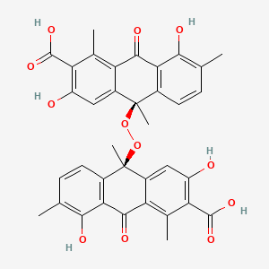 molecular formula C36H30O12 B1247688 (10S)-10-[(9S)-3-carboxy-2,5-dihydroxy-4,6,9-trimethyl-10-oxoanthracen-9-yl]peroxy-3,8-dihydroxy-1,7,10-trimethyl-9-oxoanthracene-2-carboxylic acid 