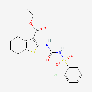 molecular formula C18H19ClN2O5S2 B12476883 Ethyl 2-({[(2-chlorophenyl)sulfonyl]carbamoyl}amino)-4,5,6,7-tetrahydro-1-benzothiophene-3-carboxylate 
