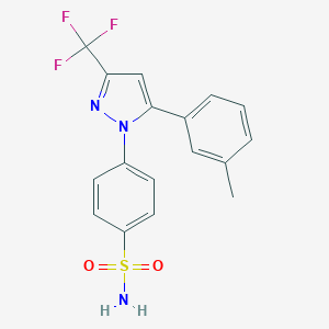molecular formula C17H14F3N3O2S B124769 4-[5-(3-Methylphenyl)-3-(trifluoromethyl)pyrazol-1-yl]benzenesulfonamide CAS No. 170570-01-1