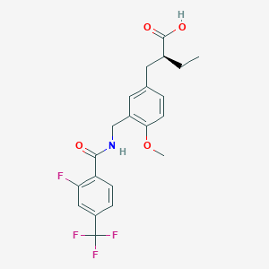 molecular formula C21H21F4NO4 B1247695 (2s)-2-{3-[({[2-Fluoro-4-(Trifluoromethyl)phenyl]carbonyl}amino)methyl]-4-Methoxybenzyl}butanoic Acid 