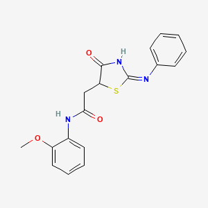 molecular formula C18H17N3O3S B12477029 N-(2-methoxyphenyl)-2-[(2E)-4-oxo-2-(phenylimino)-1,3-thiazolidin-5-yl]acetamide 
