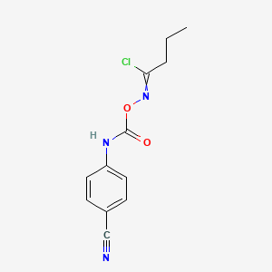 molecular formula C12H12ClN3O2 B12477254 N-{[(4-cyanophenyl)carbamoyl]oxy}butanimidoyl chloride 