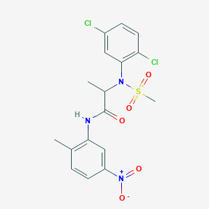 molecular formula C17H17Cl2N3O5S B12477319 N~2~-(2,5-dichlorophenyl)-N-(2-methyl-5-nitrophenyl)-N~2~-(methylsulfonyl)alaninamide 