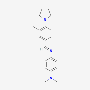 molecular formula C20H25N3 B12477342 N,N-dimethyl-N'-{(E)-[3-methyl-4-(pyrrolidin-1-yl)phenyl]methylidene}benzene-1,4-diamine 