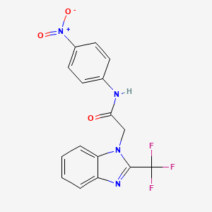 molecular formula C16H11F3N4O3 B12477483 N-(4-nitrophenyl)-2-[2-(trifluoromethyl)-1H-benzimidazol-1-yl]acetamide 