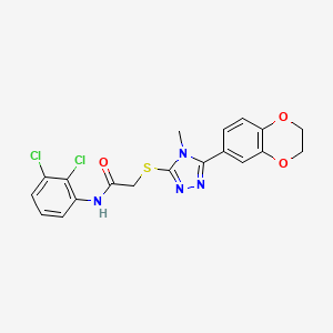 molecular formula C19H16Cl2N4O3S B12477492 N-(2,3-dichlorophenyl)-2-{[5-(2,3-dihydro-1,4-benzodioxin-6-yl)-4-methyl-4H-1,2,4-triazol-3-yl]sulfanyl}acetamide 