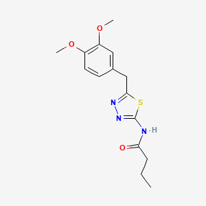 molecular formula C15H19N3O3S B12477507 N-[5-(3,4-dimethoxybenzyl)-1,3,4-thiadiazol-2-yl]butanamide 