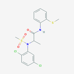 molecular formula C17H18Cl2N2O3S2 B12477549 N~2~-(2,5-dichlorophenyl)-N-[2-(methylsulfanyl)phenyl]-N~2~-(methylsulfonyl)alaninamide 