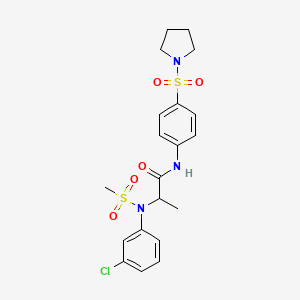 molecular formula C20H24ClN3O5S2 B12477572 N~2~-(3-chlorophenyl)-N~2~-(methylsulfonyl)-N-[4-(pyrrolidin-1-ylsulfonyl)phenyl]alaninamide 