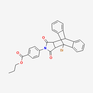 molecular formula C28H22BrNO4 B12477816 Propyl 4-(1-bromo-16,18-dioxo-17-azapentacyclo[6.6.5.0~2,7~.0~9,14~.0~15,19~]nonadeca-2,4,6,9,11,13-hexaen-17-yl)benzoate (non-preferred name) 
