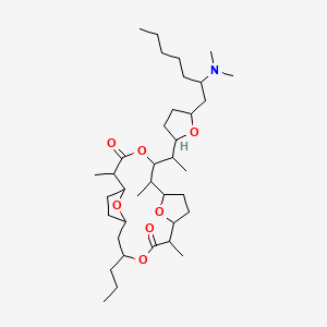 molecular formula C37H65NO7 B1247782 5-[1-[5-[2-(Dimethylamino)heptyl]oxolan-2-yl]ethyl]-2,6,11-trimethyl-14-propyl-4,13,19,20-tetraoxatricyclo[14.2.1.17,10]icosane-3,12-dione 