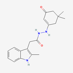 molecular formula C19H23N3O2 B12477832 N'-[(1E)-3-hydroxy-5,5-dimethylcyclohex-2-en-1-ylidene]-2-(2-methyl-1H-indol-3-yl)acetohydrazide 