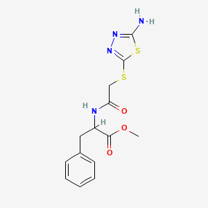 molecular formula C14H16N4O3S2 B12477842 methyl N-{[(5-amino-1,3,4-thiadiazol-2-yl)sulfanyl]acetyl}phenylalaninate 