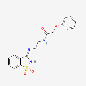 molecular formula C18H19N3O4S B12477894 N-{2-[(1,1-dioxido-1,2-benzothiazol-3-yl)amino]ethyl}-2-(3-methylphenoxy)acetamide 