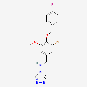 molecular formula C17H16BrFN4O2 B12477944 N-{3-bromo-4-[(4-fluorobenzyl)oxy]-5-methoxybenzyl}-4H-1,2,4-triazol-4-amine 