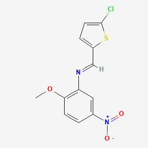 molecular formula C12H9ClN2O3S B12478015 N-[(E)-(5-chlorothiophen-2-yl)methylidene]-2-methoxy-5-nitroaniline 
