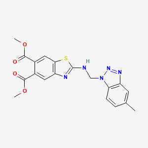 molecular formula C19H17N5O4S B12478030 dimethyl 2-{[(5-methyl-1H-benzotriazol-1-yl)methyl]amino}-1,3-benzothiazole-5,6-dicarboxylate 