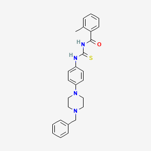molecular formula C26H28N4OS B12478034 N-{[4-(4-benzylpiperazin-1-yl)phenyl]carbamothioyl}-2-methylbenzamide 