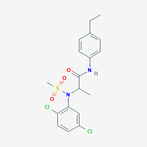 molecular formula C18H20Cl2N2O3S B12478035 N~2~-(2,5-dichlorophenyl)-N-(4-ethylphenyl)-N~2~-(methylsulfonyl)alaninamide 