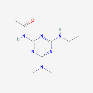 molecular formula C9H16N6O B12478198 N-[4-(dimethylamino)-6-(ethylamino)-1,3,5-triazin-2-yl]acetamide 